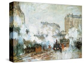 Exterior of the Gare Saint-Lazare, Arrival of a Train, 1877-Claude Monet-Stretched Canvas