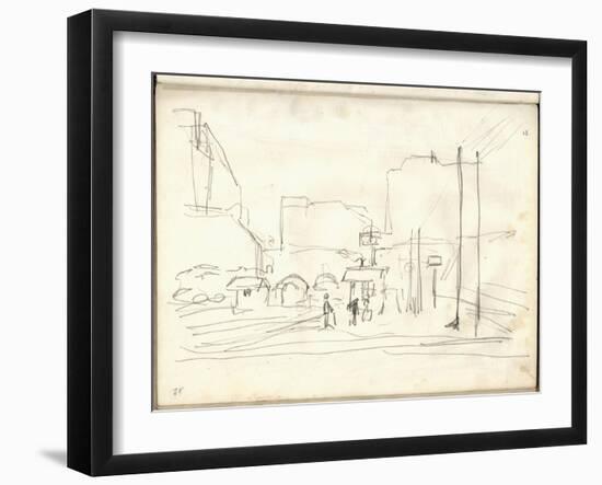 Exterior of the Gare Saint-Lazare (Pencil on Paper)-Claude Monet-Framed Giclee Print