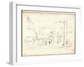 Exterior of the Gare Saint-Lazare (Pencil on Paper)-Claude Monet-Framed Giclee Print