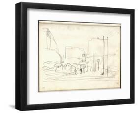 Exterior of the Gare Saint-Lazare (Pencil on Paper)-Claude Monet-Framed Premium Giclee Print