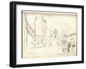 Exterior of the Gare Saint-Lazare (Pencil on Paper)-Claude Monet-Framed Giclee Print