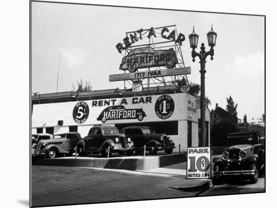 Exterior of the Hartford Rent a Car Lot-Alfred Eisenstaedt-Mounted Photographic Print