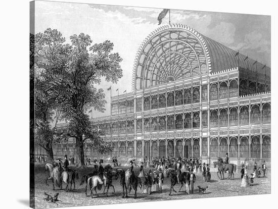 Exterior of the North Transept of the Crystal Palace, London, Built for the Great Exhibition, 1851-null-Stretched Canvas