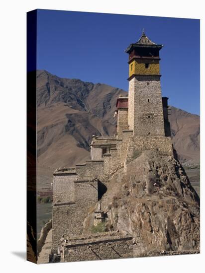 Exterior of Tower at Yumbu Lhakang, the Oldest Dwelling in Tibet, Central Valley of Tibet, China-Alison Wright-Stretched Canvas