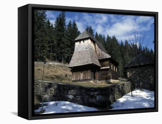 Exterior of Wooden Ruthenian Orthodox Church in Village of Zuberec, Zilina Region, Slovakia-Richard Nebesky-Framed Stretched Canvas