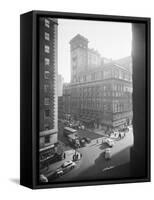 Exterior View Carnegie Hall with Pedestrians and Traffic-null-Framed Stretched Canvas