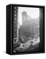 Exterior View Carnegie Hall with Pedestrians and Traffic-null-Framed Stretched Canvas