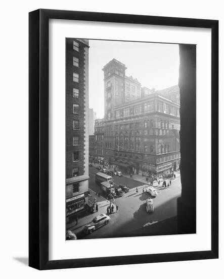 Exterior View Carnegie Hall with Pedestrians and Traffic-null-Framed Photographic Print