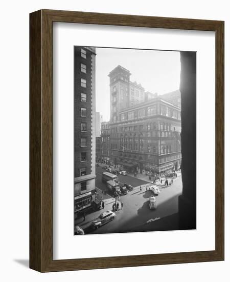 Exterior View Carnegie Hall with Pedestrians and Traffic-null-Framed Photographic Print