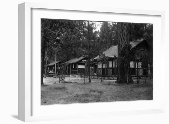 Exterior View of a Camp Curry Bungalow - Yosemite National Park, CA-Lantern Press-Framed Art Print