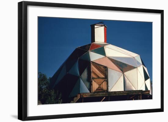 Exterior View of a Geodesic Dome House, with an Angled, Wooden Barn-Style Door-John Dominis-Framed Photographic Print