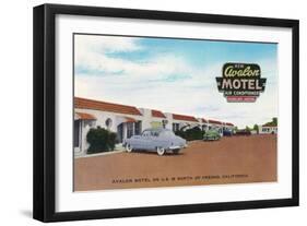 Exterior View of Avalon Motel - Fresno, CA-Lantern Press-Framed Art Print