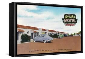 Exterior View of Avalon Motel - Fresno, CA-Lantern Press-Framed Stretched Canvas