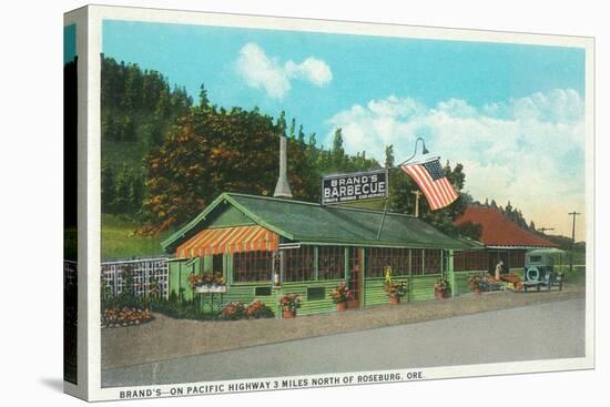 Exterior View of Brand's BBQ Restaurant - Roseburg, OR-Lantern Press-Stretched Canvas