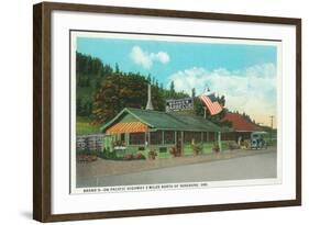 Exterior View of Brand's BBQ Restaurant - Roseburg, OR-Lantern Press-Framed Art Print