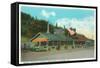 Exterior View of Brand's BBQ Restaurant - Roseburg, OR-Lantern Press-Framed Stretched Canvas