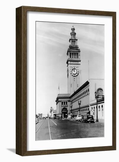 Exterior View of Ferry Building, Clock Tower - San Francisco, CA-Lantern Press-Framed Art Print