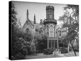 Exterior View of Gothic-Inspired House in the Hudson River Valley-Margaret Bourke-White-Stretched Canvas