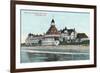 Exterior View of Hotel del Coronado from Pier - Coronado, CA-Lantern Press-Framed Art Print