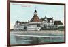 Exterior View of Hotel del Coronado from Pier - Coronado, CA-Lantern Press-Framed Art Print