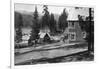 Exterior View of Huntington Lake Bldg - Huntington Lake, CA-Lantern Press-Framed Art Print