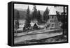 Exterior View of Huntington Lake Bldg - Huntington Lake, CA-Lantern Press-Framed Stretched Canvas