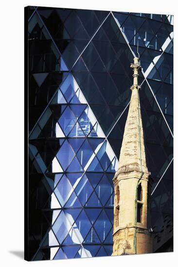 Exterior View of Mirrored Windows of 30 St Mary Axe, Formerly known as Swiss Re Building-null-Stretched Canvas