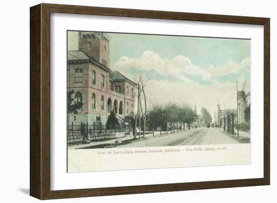 Exterior View of Public Library on Santa Clara Ave - Alameda, CA-Lantern Press-Framed Art Print