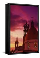 Exterior View of the Church of Guadalupe at Sunset-Randy Faris-Framed Stretched Canvas