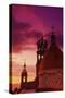 Exterior View of the Church of Guadalupe at Sunset-Randy Faris-Stretched Canvas