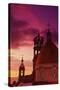 Exterior View of the Church of Guadalupe at Sunset-Randy Faris-Stretched Canvas