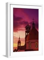 Exterior View of the Church of Guadalupe at Sunset-Randy Faris-Framed Photographic Print