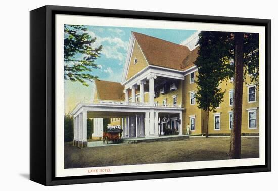 Exterior View of the Front of Lake Hotel, Yellowstone National Park, Wyoming-Lantern Press-Framed Stretched Canvas