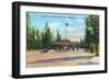 Exterior View of the Front of Mammoth Hotel, Yellowstone National Park, Wyoming-Lantern Press-Framed Art Print