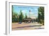 Exterior View of the Front of Mammoth Hotel, Yellowstone National Park, Wyoming-Lantern Press-Framed Art Print