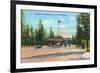 Exterior View of the Front of Mammoth Hotel, Yellowstone National Park, Wyoming-Lantern Press-Framed Premium Giclee Print