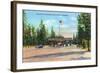 Exterior View of the Front of Mammoth Hotel, Yellowstone National Park, Wyoming-Lantern Press-Framed Art Print