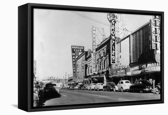 Exterior View of the Gaming Clubs - Reno, NV-Lantern Press-Framed Stretched Canvas