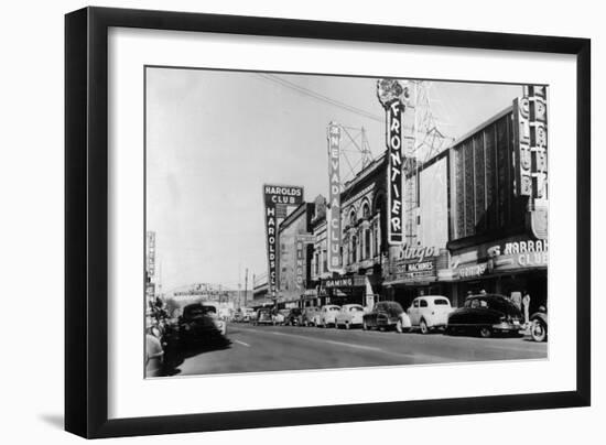 Exterior View of the Gaming Clubs - Reno, NV-Lantern Press-Framed Art Print