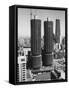 Exterior View of the Marina Towers Overlooking Chicago River-null-Framed Stretched Canvas