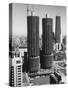 Exterior View of the Marina Towers Overlooking Chicago River-null-Stretched Canvas