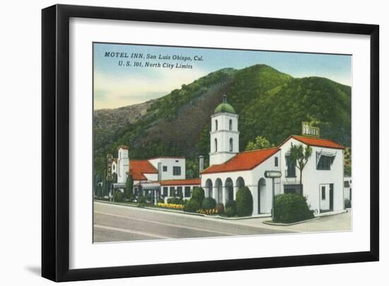 Exterior View of the Motel Inn - San Luis Obispo, CA-Lantern Press-Framed Art Print