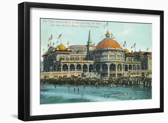 Exterior View of the New Casino from the Beach - Santa Cruz, CA-Lantern Press-Framed Art Print