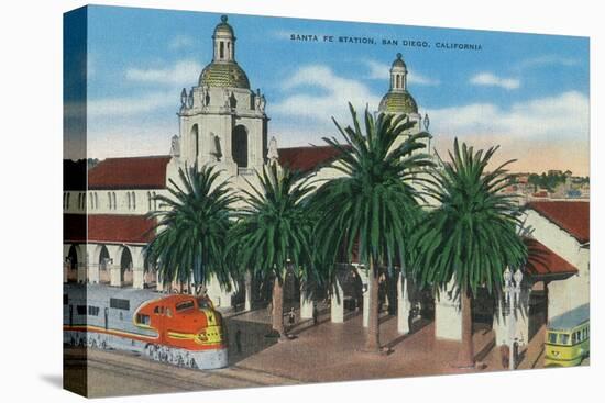 Exterior View of the Santa Fe Station - San Diego, CA-Lantern Press-Stretched Canvas