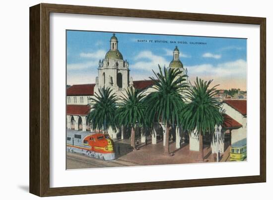 Exterior View of the Santa Fe Station - San Diego, CA-Lantern Press-Framed Art Print