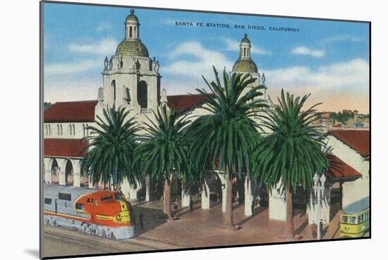 Exterior View of the Santa Fe Station - San Diego, CA-Lantern Press-Mounted Art Print