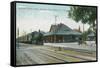 Exterior View of the Southern Pacific Depot - Stockton, CA-Lantern Press-Framed Stretched Canvas