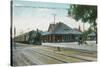 Exterior View of the Southern Pacific Depot - Stockton, CA-Lantern Press-Stretched Canvas