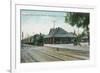 Exterior View of the Southern Pacific Depot - Stockton, CA-Lantern Press-Framed Premium Giclee Print