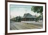 Exterior View of the Southern Pacific Depot - Stockton, CA-Lantern Press-Framed Premium Giclee Print